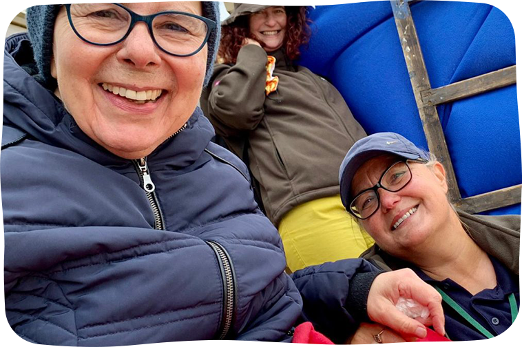 Barbara, Sue and Tessa on the beach
