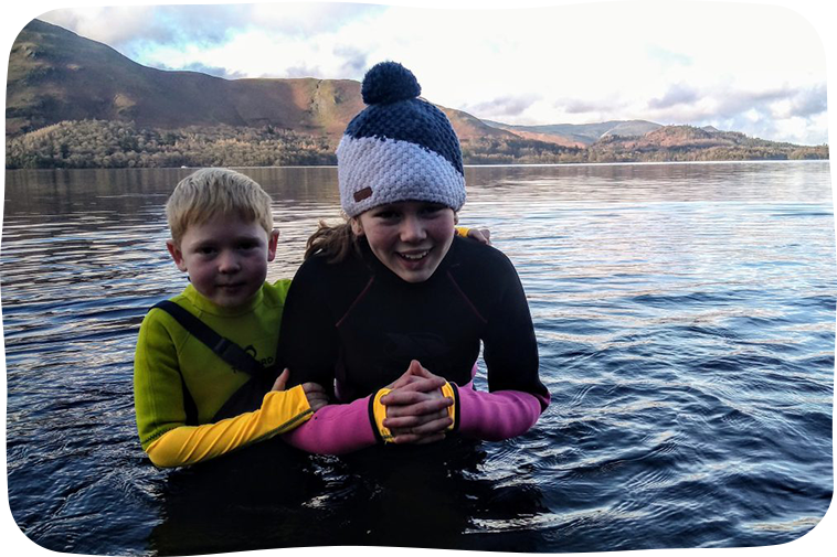 Esme swimming with Seth