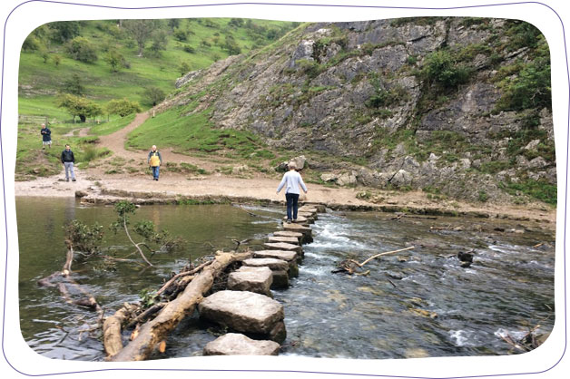 Large stepping stones across river