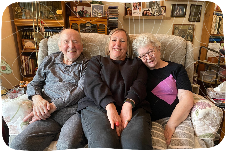 Bert, Judy, and Mary sitting together.